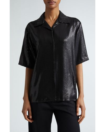 Michael Kors Sequin Camp Shirt - Black