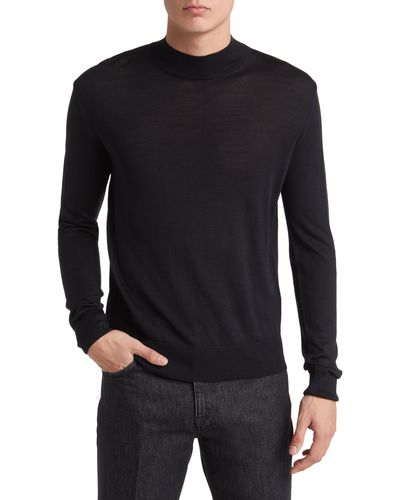 BLK DNM Wool & Silk Mock Neck Sweater - Black