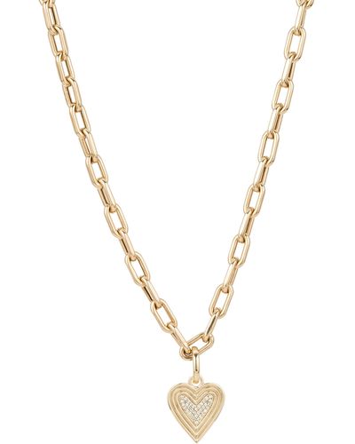Adina Reyter Pavé Diamond Heart Pendant Necklace - Metallic