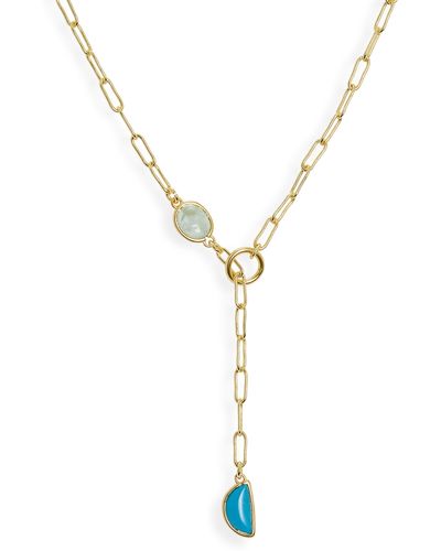 Madewell Stone Collection Green Apophyllite & Reconstituted Turquoise Necklace - Metallic