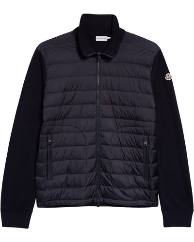 Moncler Quilted Down & Knit Cardigan - Blue