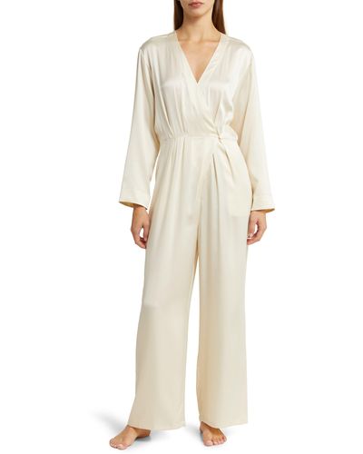 Lunya Long Sleeve Washable Silk Jumpsuit - Natural