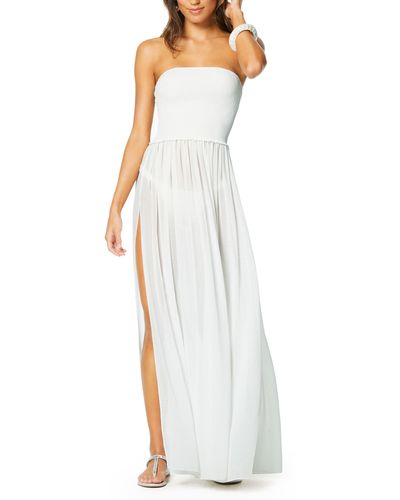 Ramy Brook Calista Strapless Georgette Cover-up Dress - White