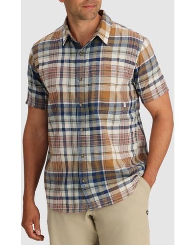 Outdoor Research Weisse Plaid Short Sleeve Button-up Shirt - Gray