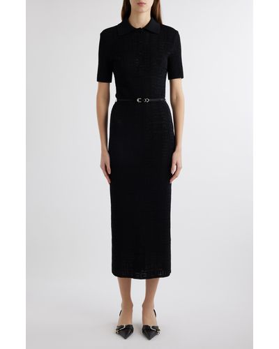 Givenchy Belted Midi Polo Dress - Black