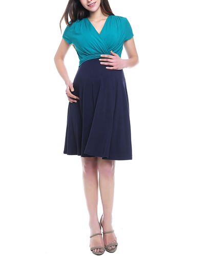Kimi + Kai Sarah Faux Wrap Maternity/nursing Dress - Blue