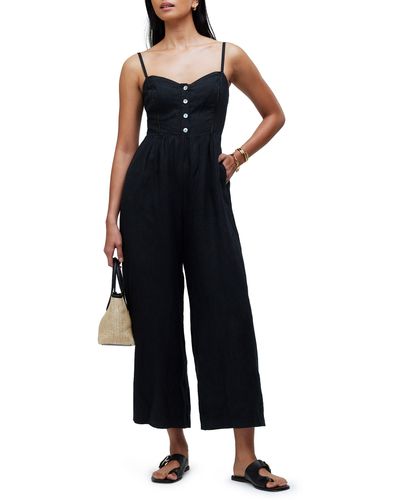Madewell Campbell Refined Linen Jumpsuit - Black