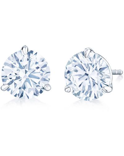 Kwiat Round Diamond & Platinum Stud Earrings - 5.03ct. - Blue