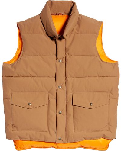 Schott Nyc Nylon & Cotton Puffer Vest - Orange