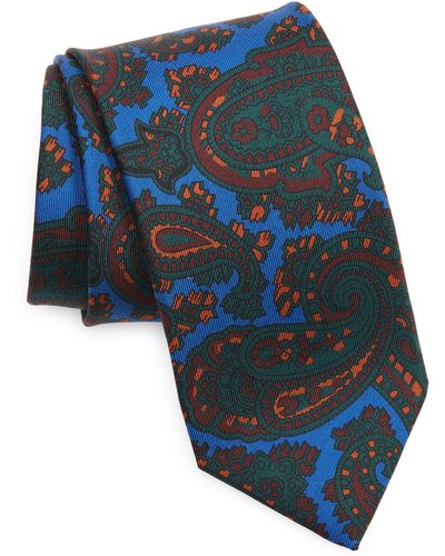 Drake's Paisley Silk Tie - Blue