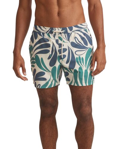 Marine Layer Abstract Floral Swim Trunks - Blue
