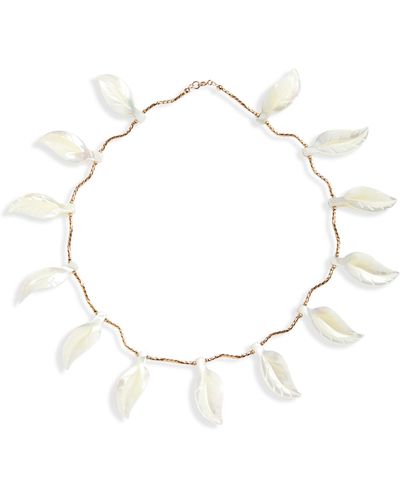 Isshi Tsuta Ivy Leaf Collar Necklace - White
