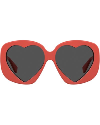 Moschino 61mm Rectangular Sunglasses - Red