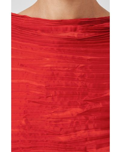 Eileen Fisher Whisper Plissé Silk Scarf - Red