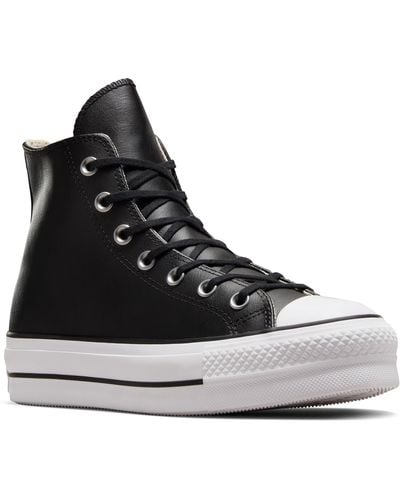 Converse Chuck Taylor All Star Lift High Top Leather Sneaker - Black