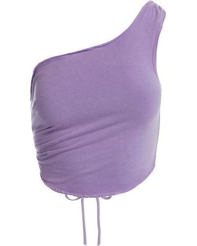 Naked Wardrobe The Extra Cozy One-shoulder Crop Top - Purple