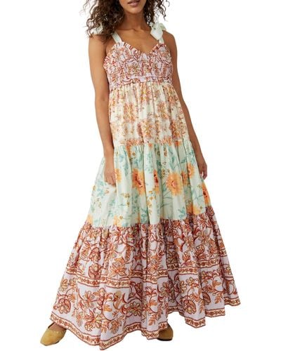 Free People Bluebell Mixed Print Cotton Maxi Dress - White