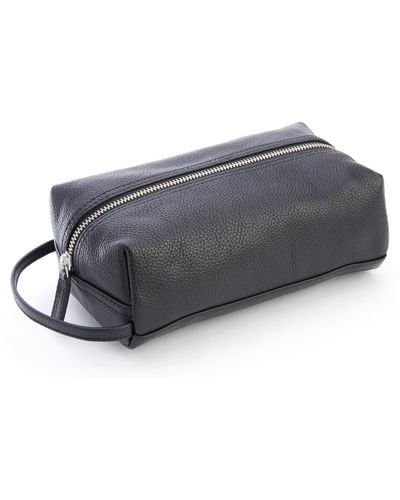 ROYCE New York Compact Leather Toiletry Bag - Gray