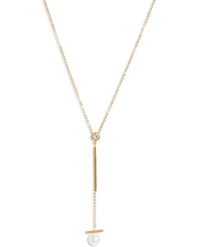 THE KNOTTY ONES Imitation Pearl Drop Y-necklace - Metallic