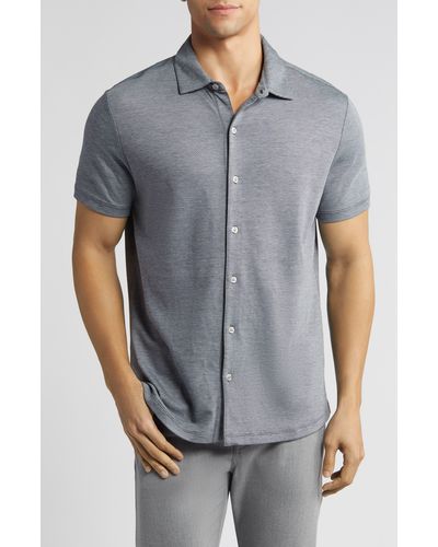 Robert Barakett Robbins Knit Short Sleeve Button-up Shirt - Gray