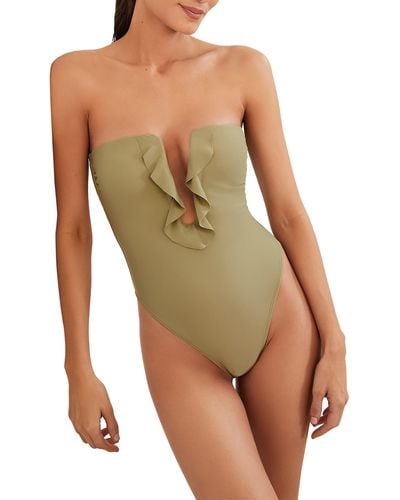 ViX Chris Plunge Strapless One-piece Swimsuit - Green