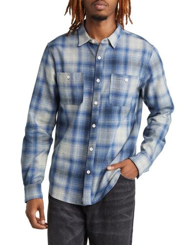 One Of These Days San Marcos Plaid Flannel Button-up Shirt - Blue
