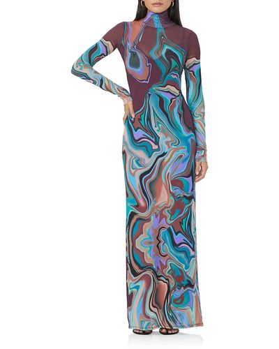 AFRM Billie Turtleneck Long Sleeve Maxi Dress - Blue