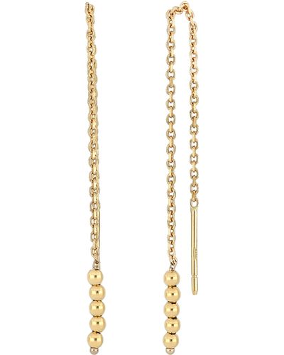 Bony Levy 14k Gold Beaded Threader Earrings - Metallic