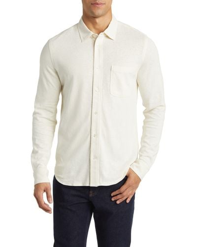 Billy Reid Hemp & Cotton Knit Button-up Shirt - White