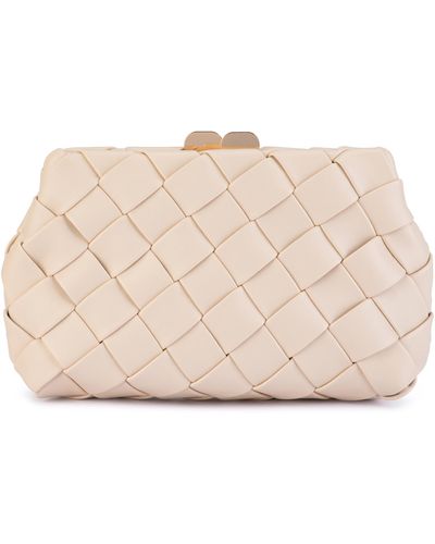 Olga Berg Quinn Woven Clutch In Beige