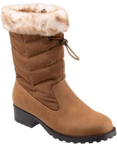 Trotters Bryce Faux Fur Trim Winter Boot - Brown
