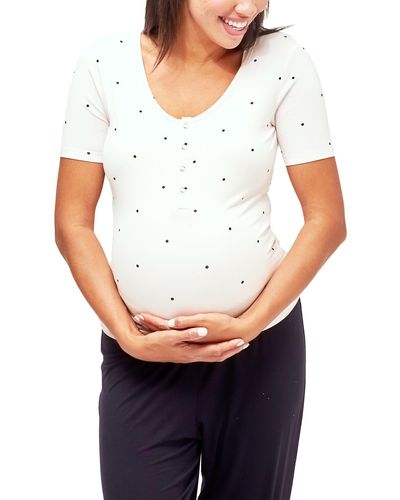 Nom Maternity Rhys Maternity/nursing Pajama Top - White