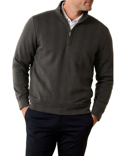 Tommy Bahama New Castle Chevron Quarter Zip Pullover Sweater - Black