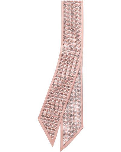 Tory Burch Basketweave Ribbon Reversible Tie Scarf - Pink