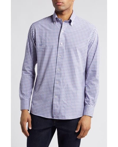 Peter Millar Crown Crafted Cole Check Performance Button-down Shirt - Purple