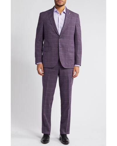 Ted Baker Karl Slim Fit Plaid Stretch Wool Blend Suit - Blue