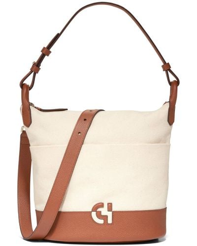 Cole Haan Essential Soft Canvas & Leather Bucket Bag - White