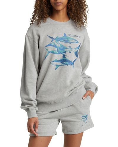 GOLDEN HOUR X Shark Week '88 Graphic Sweatshirt - Gray
