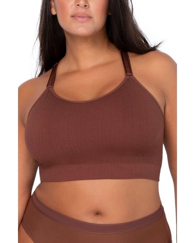 Curvy Couture Smooth Seamless Comfort Wireless Bralette - Brown