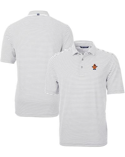 Cutter & Buck Syracuse Orange Vault Drytec Virtue Eco Pique Stripe Recycled Polo At Nordstrom - Gray