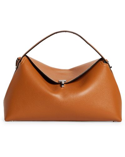 Totême T-lock Curved Leather Shoulder Bag - Brown