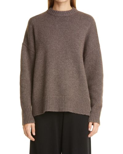Co. Oversize Wool & Cashmere Crewneck Sweater - Brown