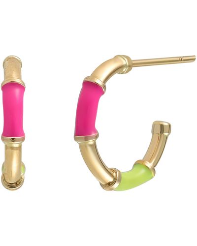 Bony Levy Blg 14k Gold Enamel Hoop Earrings - Pink