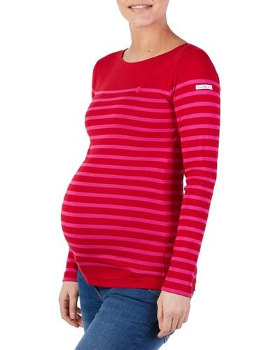 Cache Coeur X Armor Lux C'est La Vie Stripe Organic Cotton Maternity Top - Red