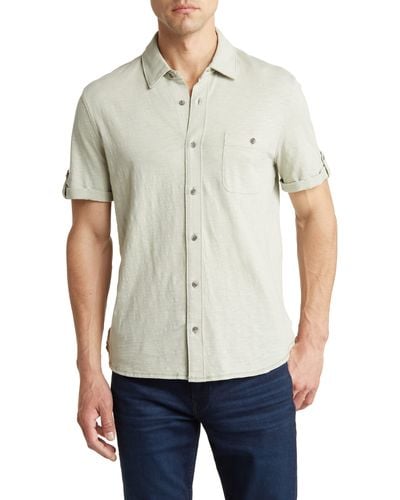 PAIGE Brayden Short Sleeve Cotton Jersey Button-up Shirt - Multicolor