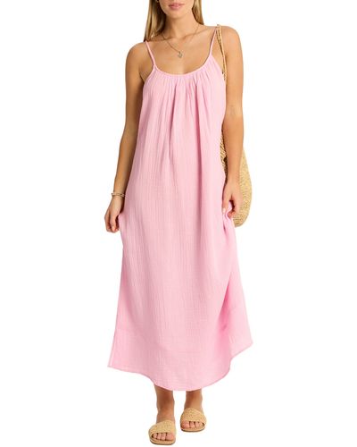 Sea Level Sunset Cotton Cover-up Sundress - Pink