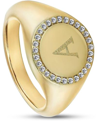 Argento Vivo Sterling Silver Small Round Personalized Signet Ring - Metallic