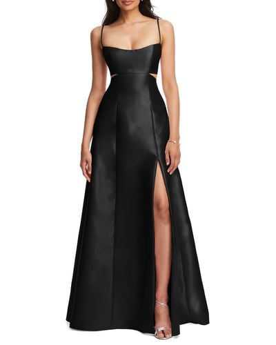 Alfred Sung Cutout Satin Gown - Black