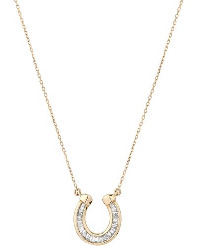 Adina Reyter Baguette Diamond Horseshoe Pendant Necklace - Metallic