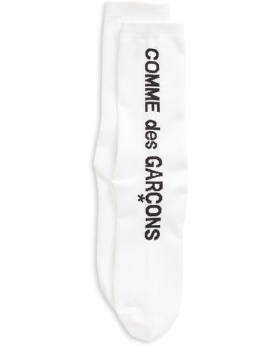 Comme des Garçons Logo Crew Socks - White